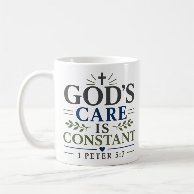Caneca De Café O Cuidado de Deus é Constante Fé Cristã Minimalist (Esquerda)