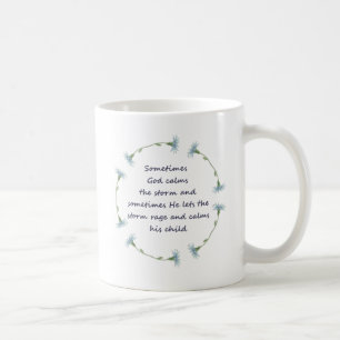 Caneca De Café O deus acalma citações inspiradas da tempestade