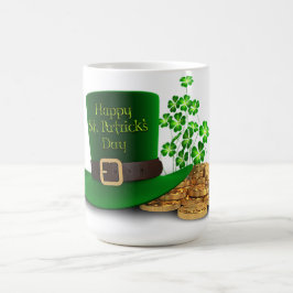 Caneca De Café O dia de St Patrick - chapéu & trevos & moedas