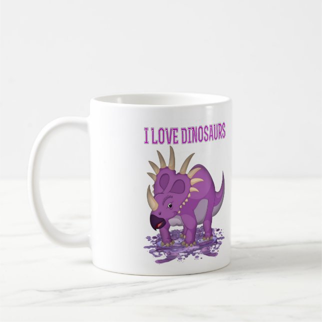 Caneca De Café O Dinossauro Roxo, dinossauro divertido. (Esquerda)