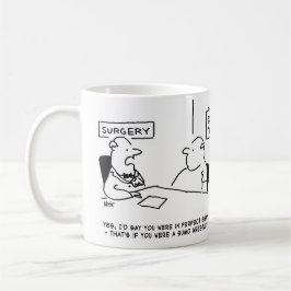 Caneca De Café O Doutor diz ao paciente que ele está em um Cartoo