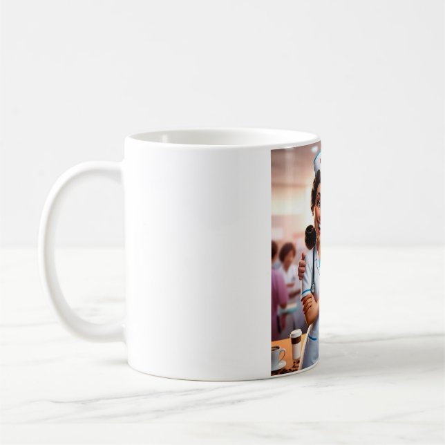 Caneca De Café O Duo Dinâmico: Enfermeira e Doutor Mug (Esquerda)