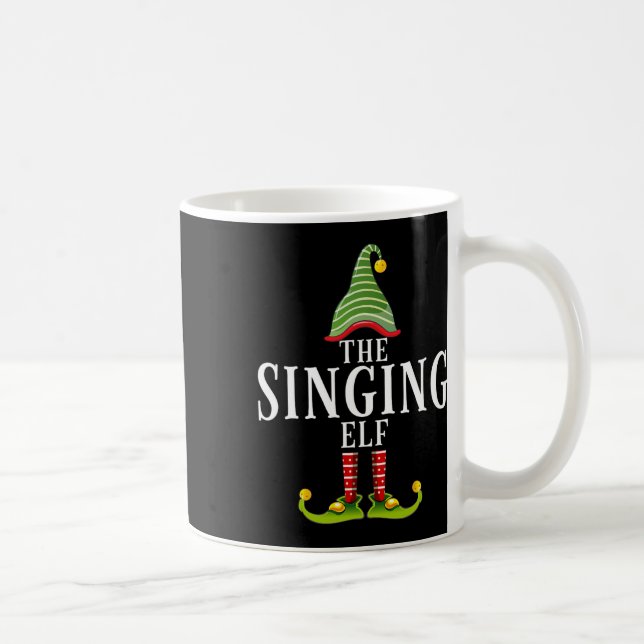 Caneca De Café O Elfo Cantante Pijama Engraçado de Natal Combinan (Direita)