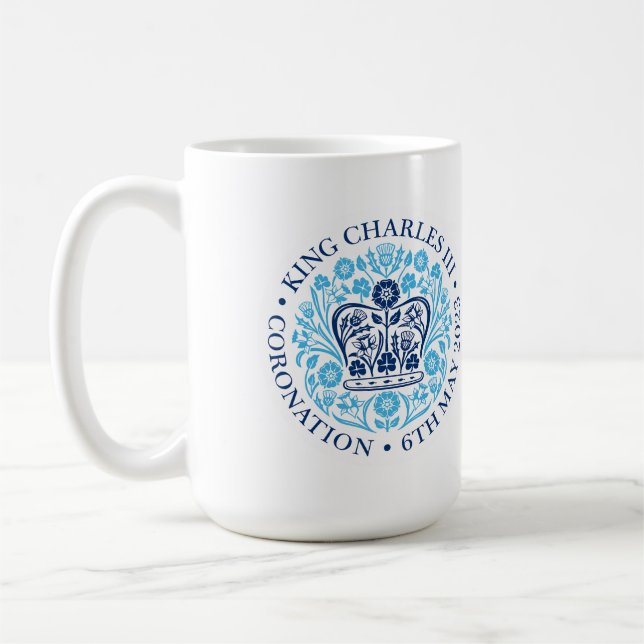 Caneca De Café O emblema da coroação do rei Charles 2023 (Esquerda)