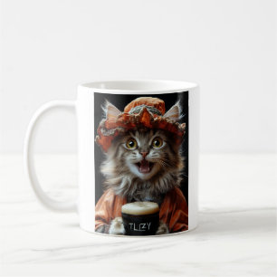 Caneca De Café O Felino Aristocrático - Gato Elegante - Arte Retr