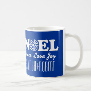 Caneca De Café O floco de neve do Natal de NOEL acopla o AZUL V02