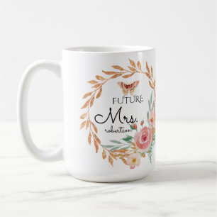 Caneca De Café O futuro Chá de Lâmpada Floral Dourada Rosa