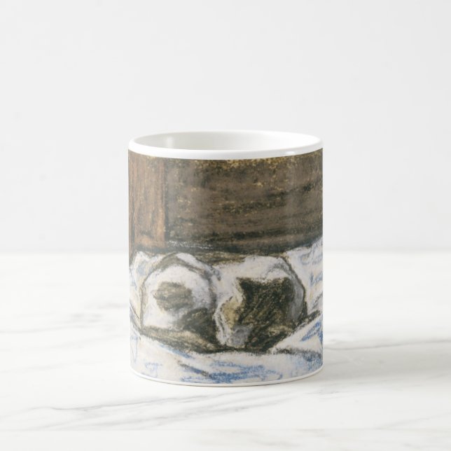 Caneca De Café O gato de Monet que dorme em uma cama (Centro)