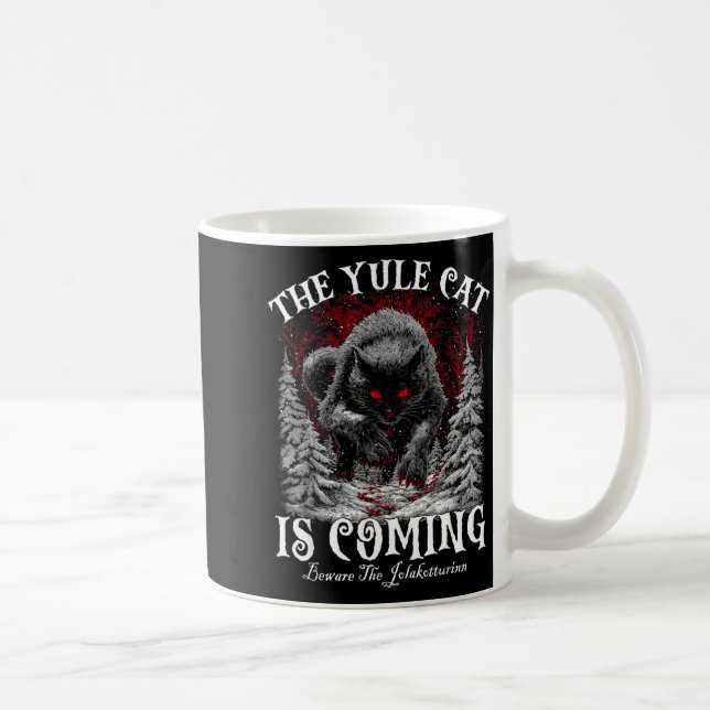 Caneca De Café O Gato de Yule Está Chegando (Direita)