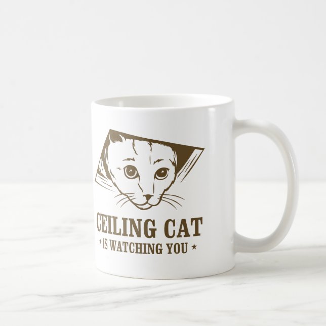 Caneca De Café O gato do teto está olhando-o (Direita)