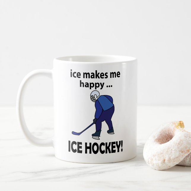 Caneca De Café O Gelo Torna-Me Feliz Hóquei No Gelo (Com Donut)