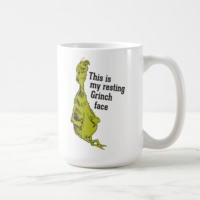 Caneca De Café O Grinch | Rosto Engraçado do Grinch Relaxado (Direita)