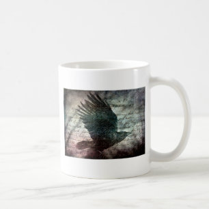 Caneca De Café O Grunge Raven do Poe com fundo colorido