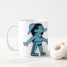 Caneca De Café O Homem Azul Caminha Cachorro.