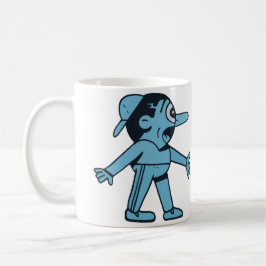 Caneca De Café O Homem Azul Caminha Cachorro.