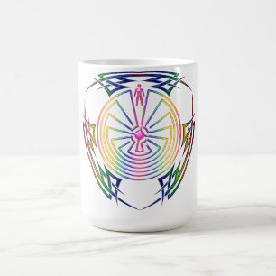 Caneca De Café O Homem no Maze - Tatuagem Tribal colorida