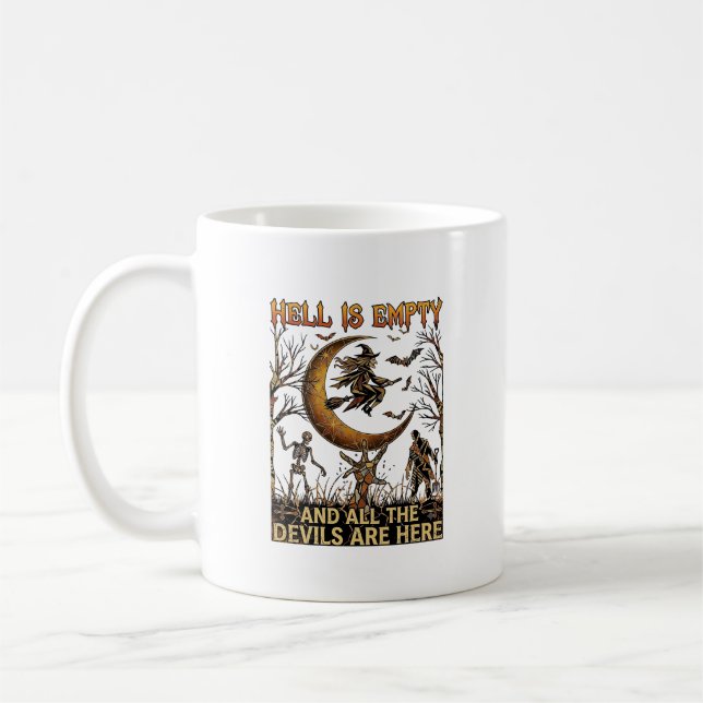 Caneca De Café O Inferno Está Vazio Dia das Bruxas Bruxa Lua Cres (Esquerda)