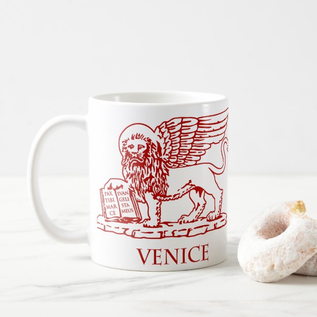 Caneca De Café O leão voado de Veneza, Italia (Com Donut)