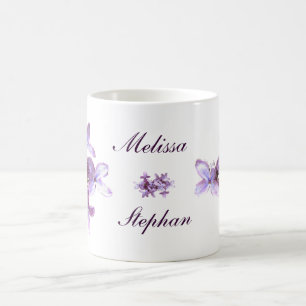 Caneca De Café O Lilac floral floresce o casamento