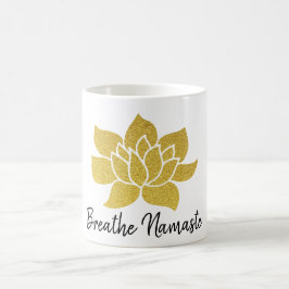 Caneca De Café O *~* Lotus Dourado respira o branco dourado de