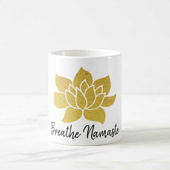 Caneca De Café O *~* Lotus Dourado respira o branco dourado de (Centro)