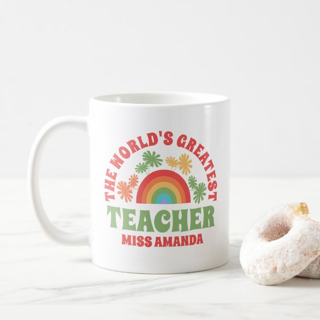 Caneca De Café O maior professor do mundo, Wildflower Rainbow (Com Donut)