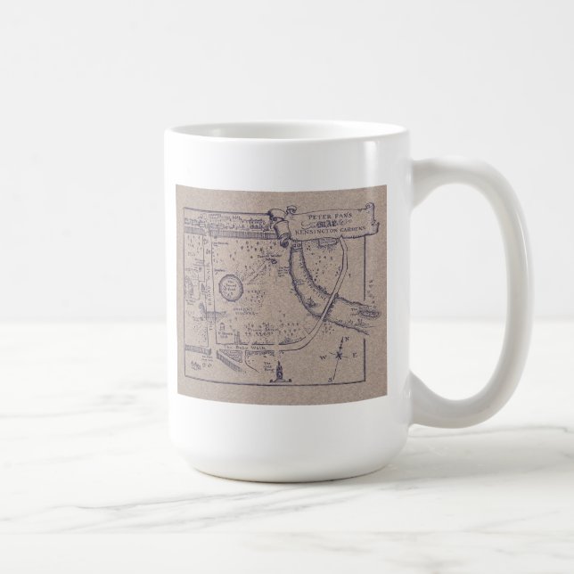 Caneca De Café O mapa de Peter Pan de jardins de Kensington (Direita)