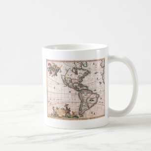 Caneca De Café O mapa de Visscher do Novo Mundo
