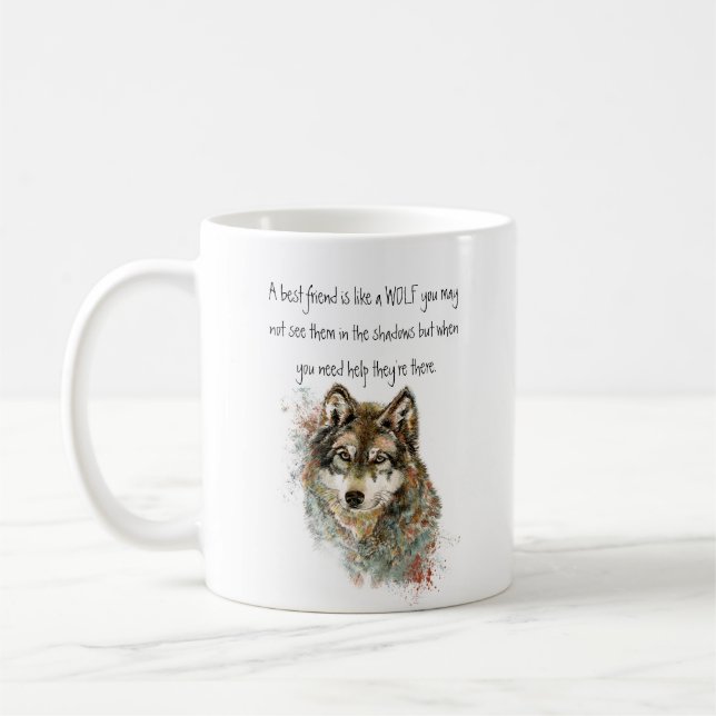Caneca De Café O melhor amigo, Lobo Inspirador, Lobos (Esquerda)