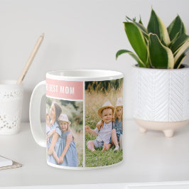 Caneca De Café O Melhor Colagem de Fotos Rosa para Mãe