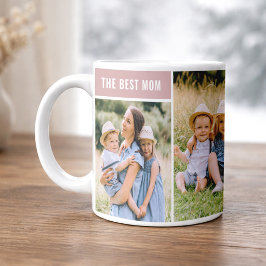 Caneca De Café O Melhor Colagem de Fotos Rosa Poeirento da Mamãe