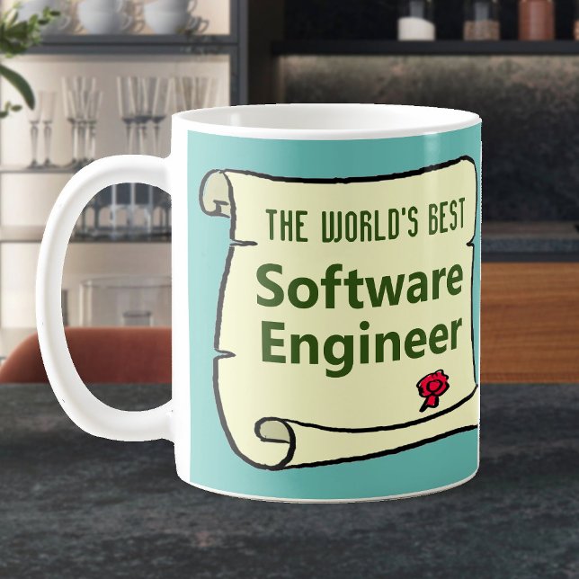 Caneca De Café O melhor Engenheiro de software do mundo. (Criador carregado)