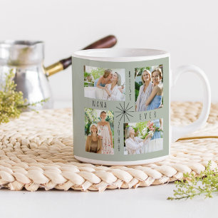 Caneca De Café O melhor Nana Ever 4 ou 8 Photo Collage Green Mug