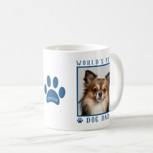 Caneca De Café O melhor Pai de cães do mundo - Blue Paw Print Nam