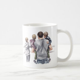 Caneca De Café O melhor Pai do mundo segurando seus três filhos