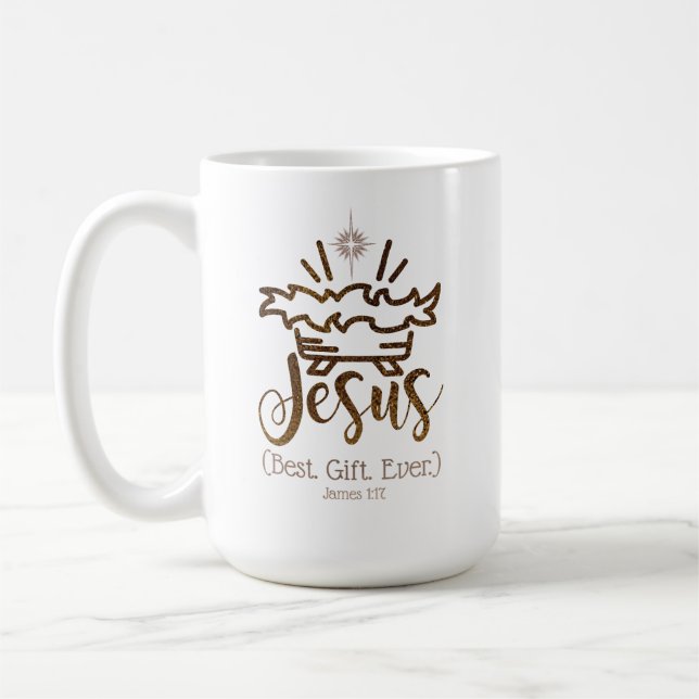 Caneca De Café O MELHOR PRESENTE DE JESUS Natal Escrito Cristão  (Esquerda)