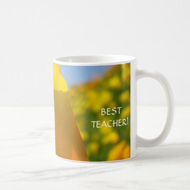 Caneca De Café O MELHOR PROFESSOR! Flores da papoila dos (Direita)