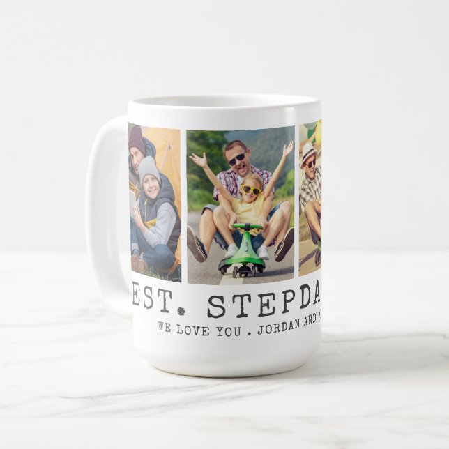 Caneca De Café O MELHOR STEPDAD ATUAL 4 Fotos Personalizadas (Frente Esquerda)