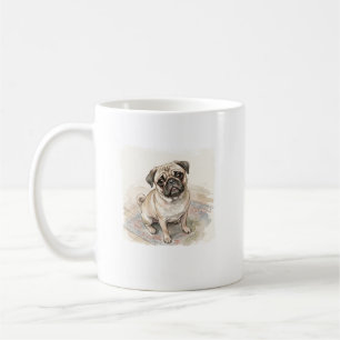 Caneca De Café O Mendigo Imperial: Pug de Aquarela