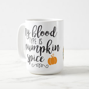 CANECA DE CAFÉ O MEU TIPO DE SANGUE É ESPÍCIO DE PUMPKIN DIZEND