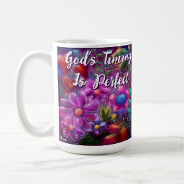 Caneca De Café O momento de Deus é perfeito e floral personalizad