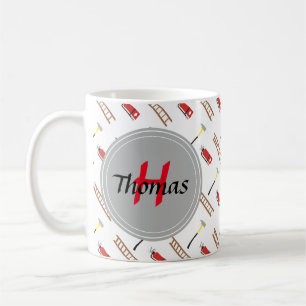 Caneca De Café O monograma do teste padrão do bombeiro do