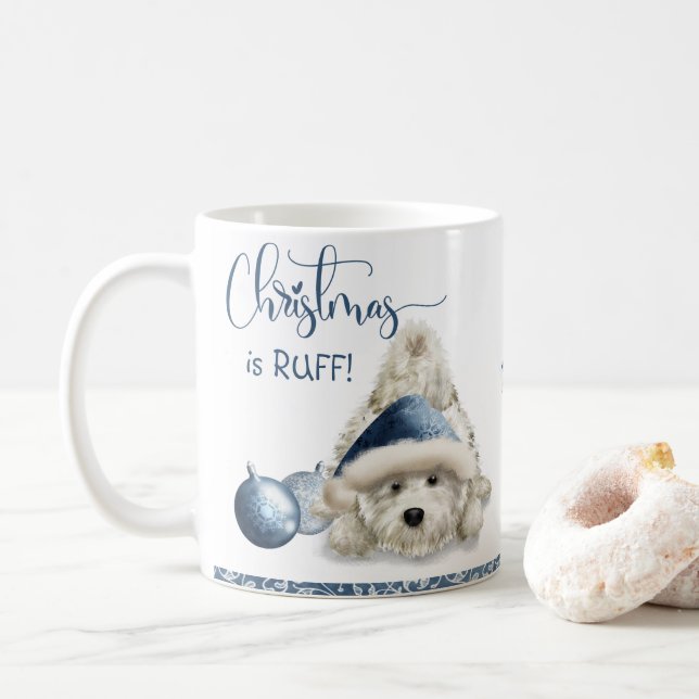 Caneca De Café O Natal é Ruff, Cachorro de Natal (Com Donut)