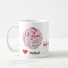 Caneca De Café O Netball do amor posiciona a nuvem da palavra