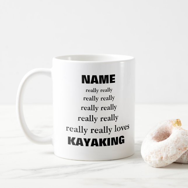 Caneca De Café O nome realmente ama o sujeito KAYAKING (Com Donut)