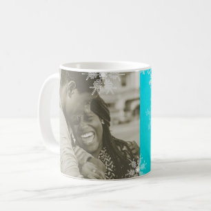 Caneca De Café O nosso primeiro Natal - Flocos de Neve Azul - Min