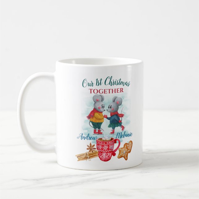 Caneca De Café O nosso primeiro Natal juntos Personalizou-o (Esquerda)