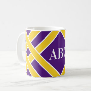 Caneca De Café O ouro/bandas roxas/brancas, listras, personaliza