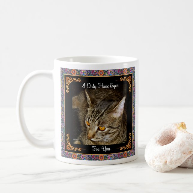 Caneca De Café O ouro Eyes Paisley psicadélico (Com Donut)