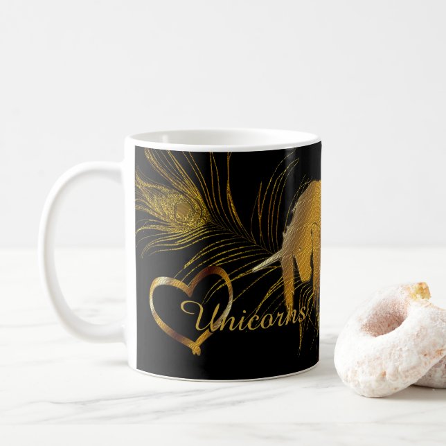 Caneca De Café O Ouro Unicorn (Com Donut)